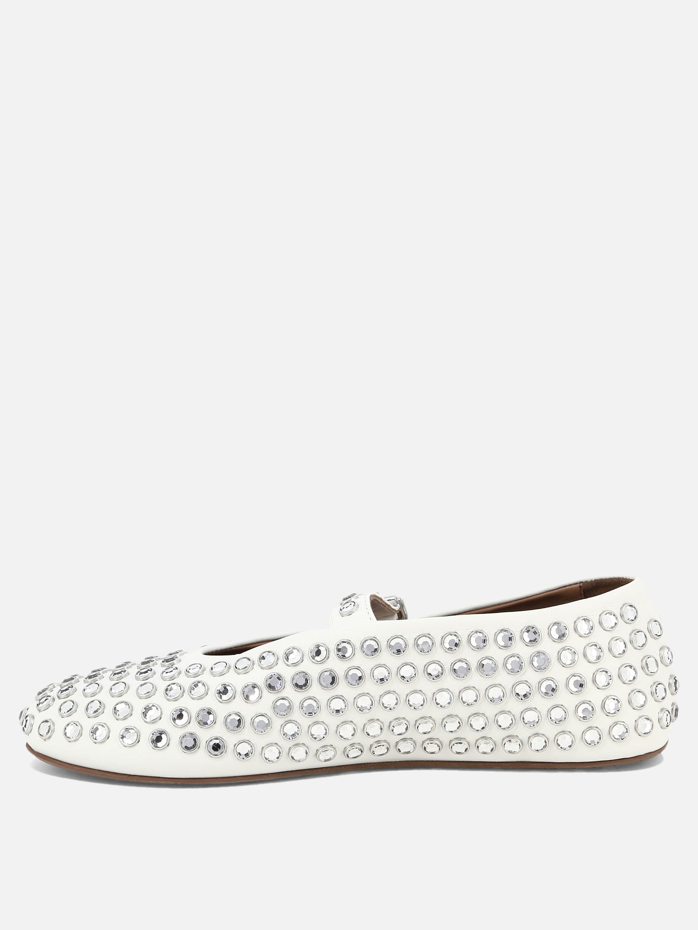 Mary Jane ballet flats 100% leather - 100% rubber  White - Alaïa Women | PDP | VIETTI Online Store | thumbnail_3