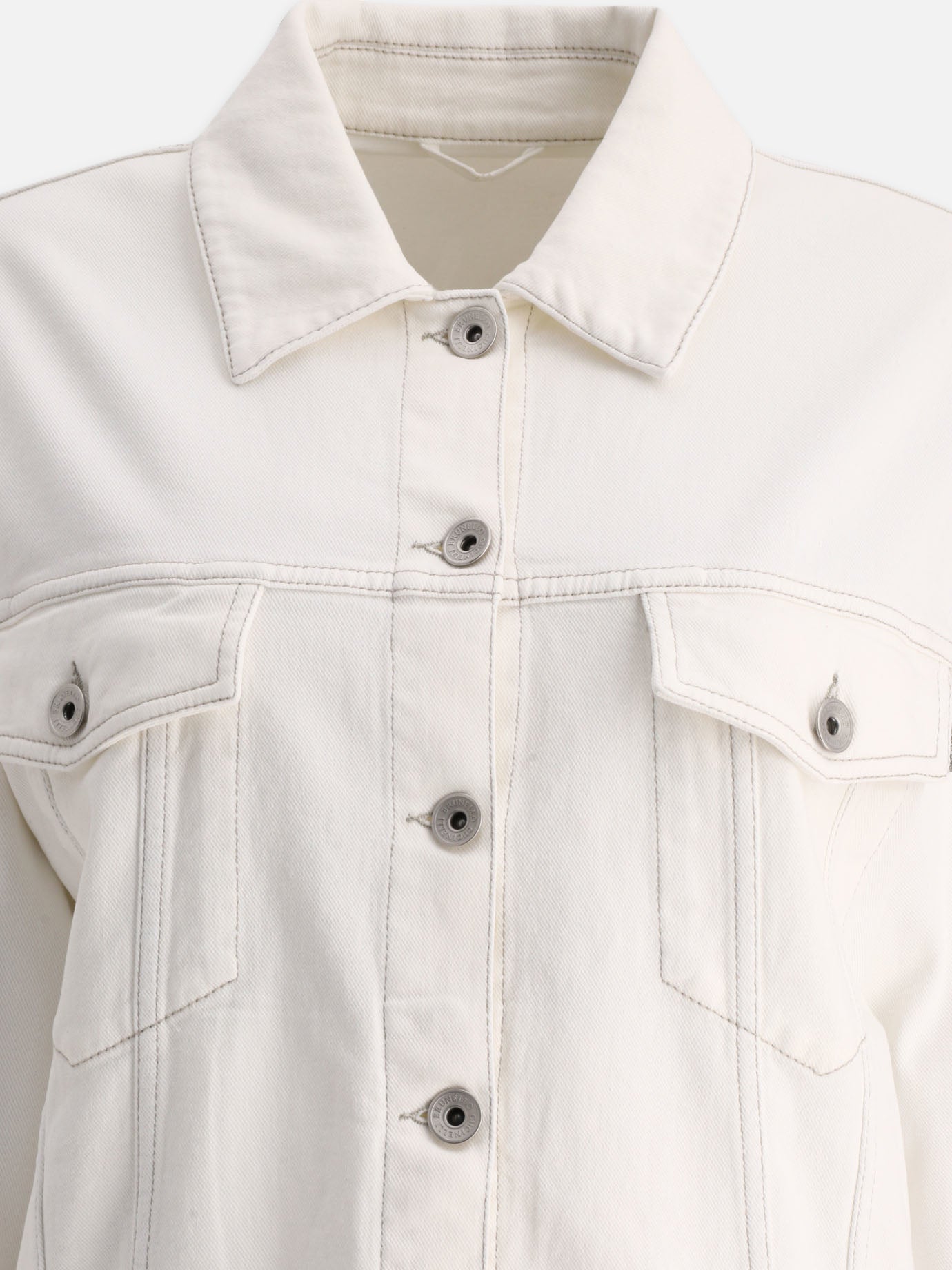 Denim jackets 98% cotton 2% elastane  White - Brunello Cucinelli Women | PDP | VIETTI Online Store | thumbnail_3