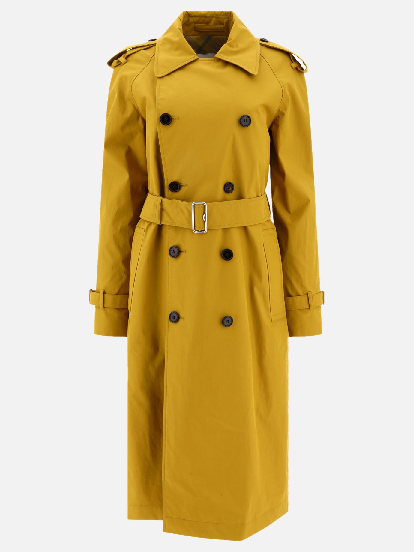 Long gabardine trench coat