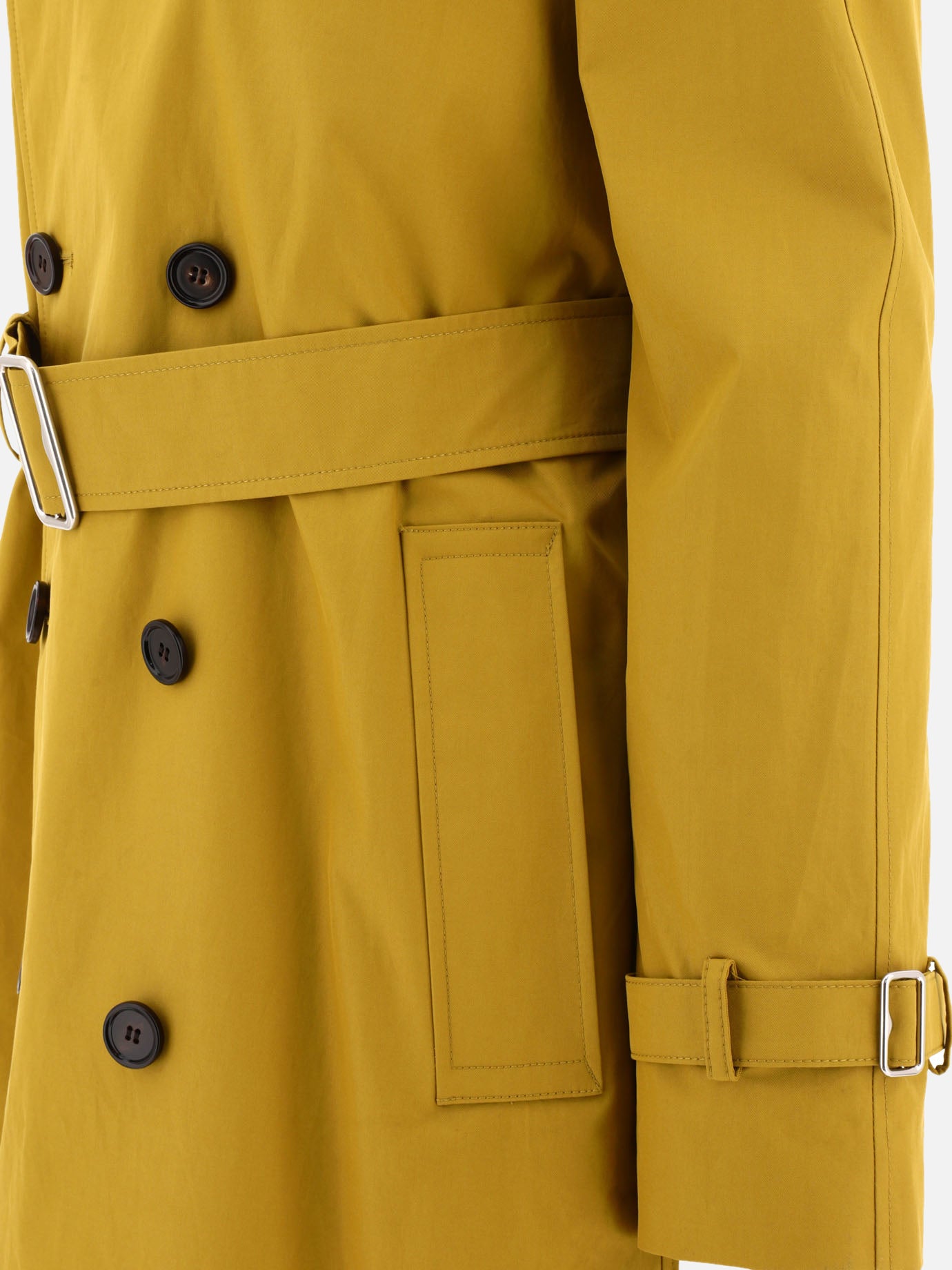 Long gabardine trench coat