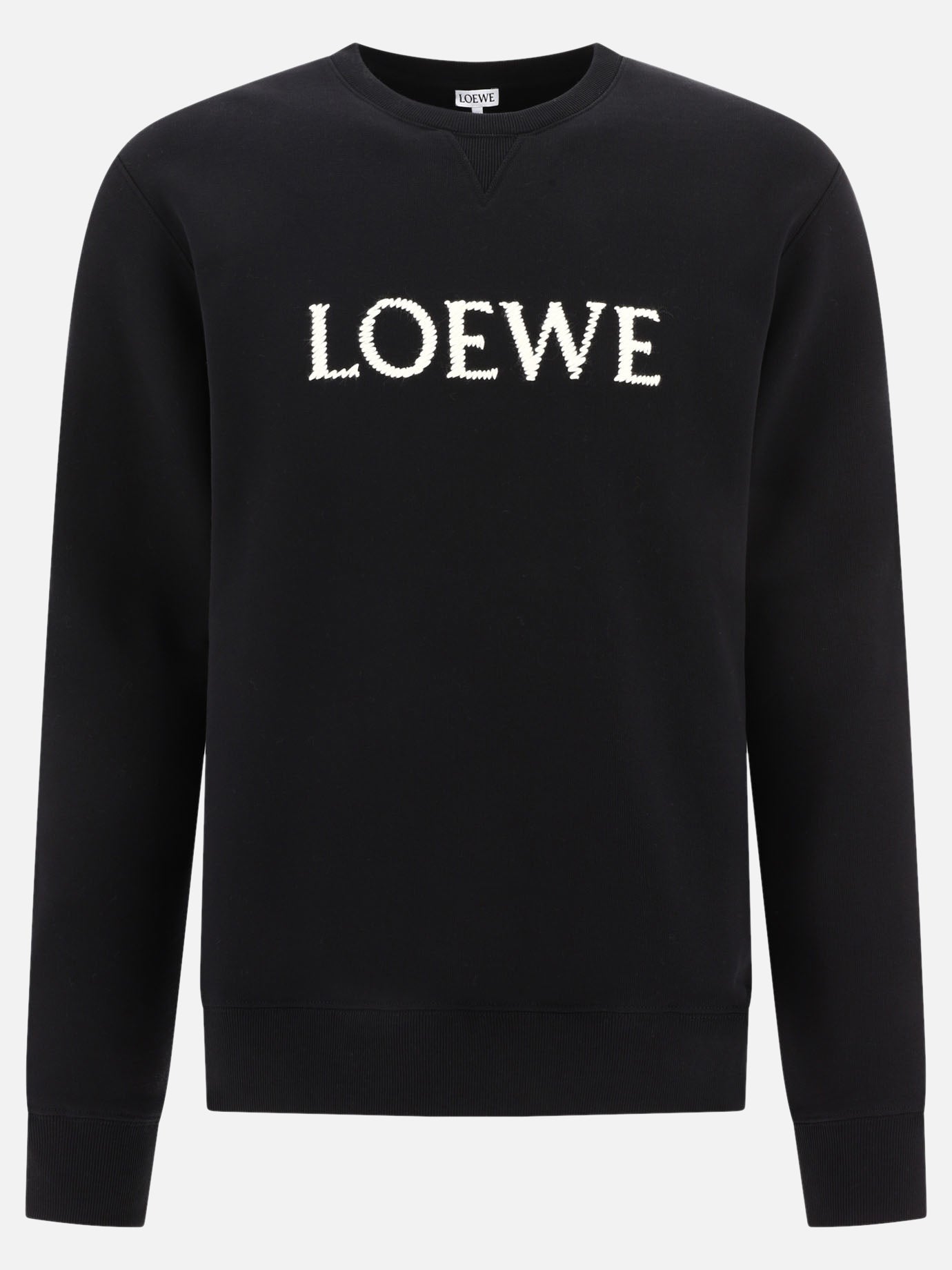 Crewnecks 95% cotton 3% linen 2% acrylic  Black - Loewe Men | PDP | VIETTI Online Store | thumbnail