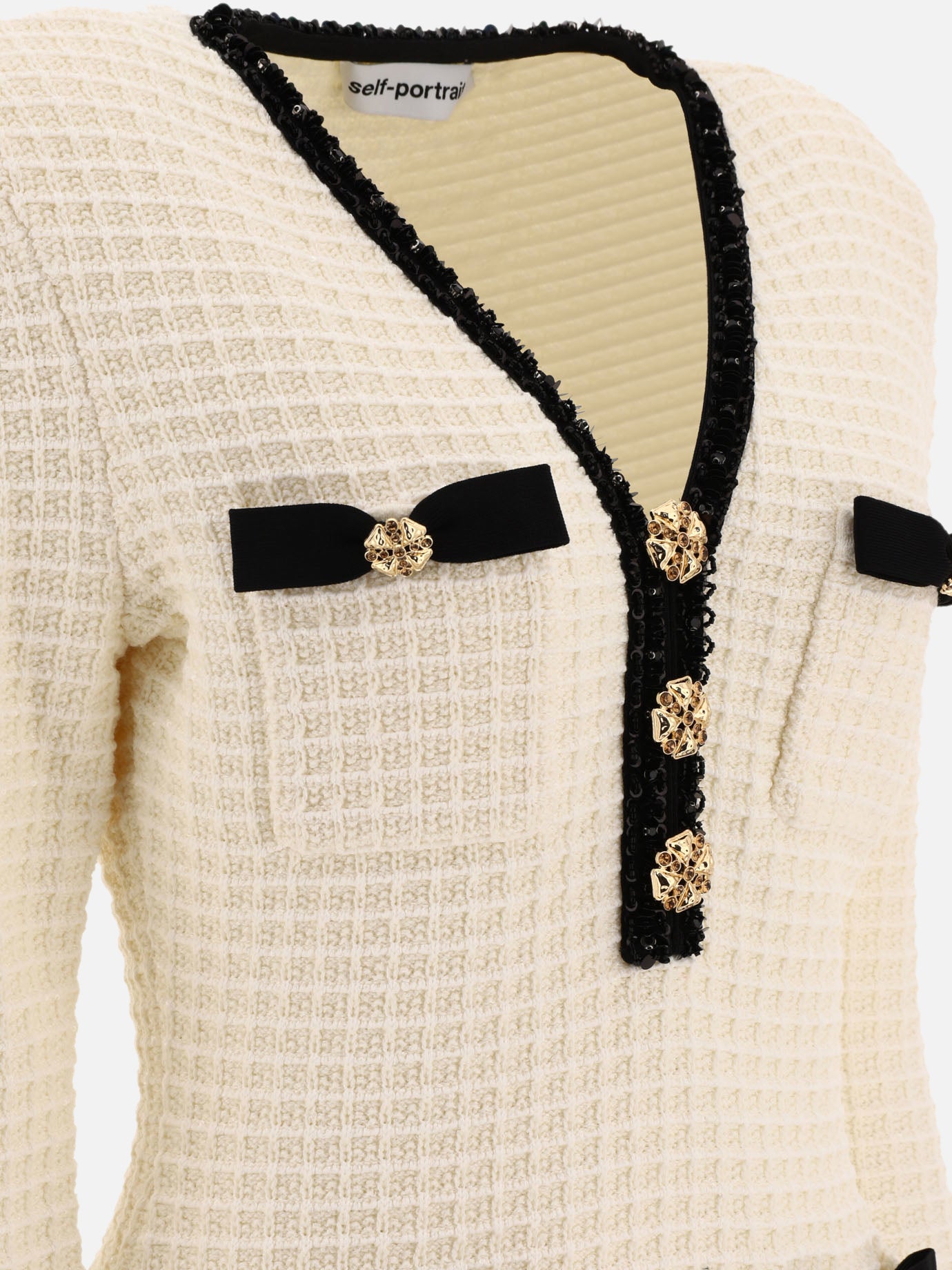 Mini dresses 54% polyester 20% cotton 12% viscose 6% polyamide 5% wool 3% metallic fibre  Beige - Self-portrait Women | PDP | VIETTI Online Store | Zoom-Modal_4
