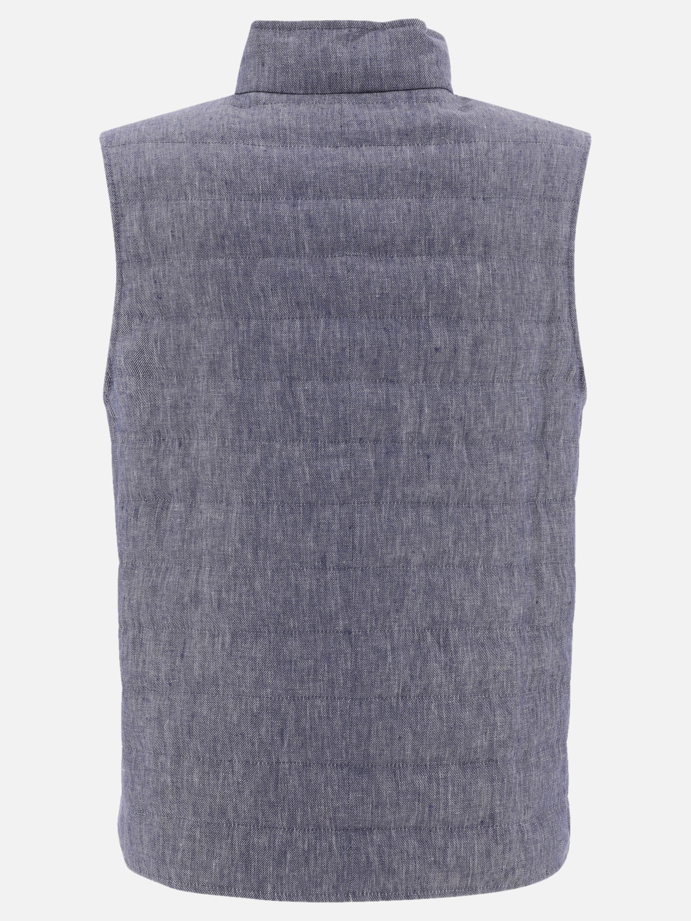 Denim-effect linen vest jacket