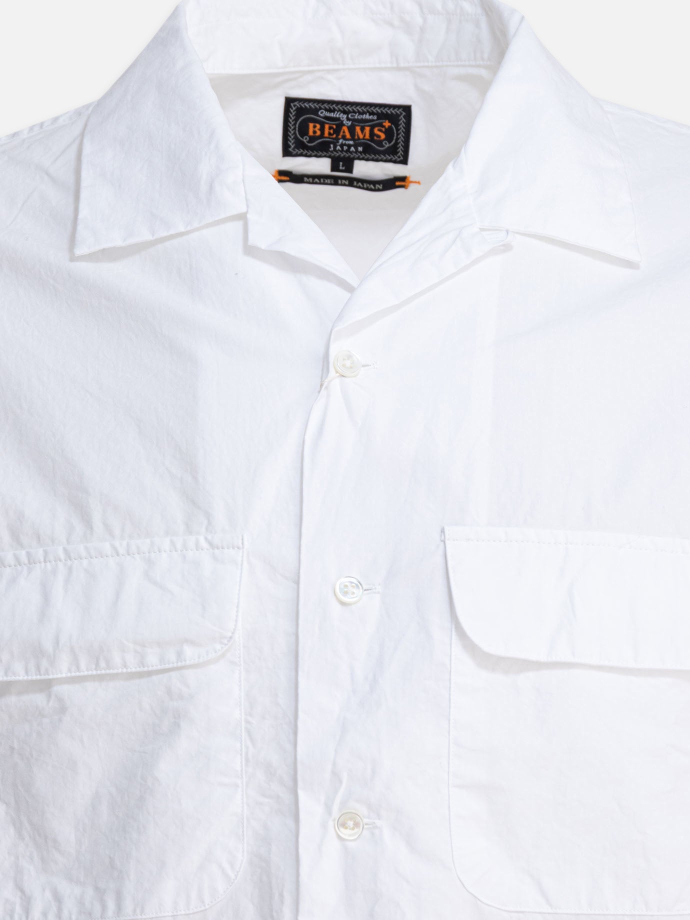 Beams Plus Camp collar shirt 19403075_S White thumbnail_3
