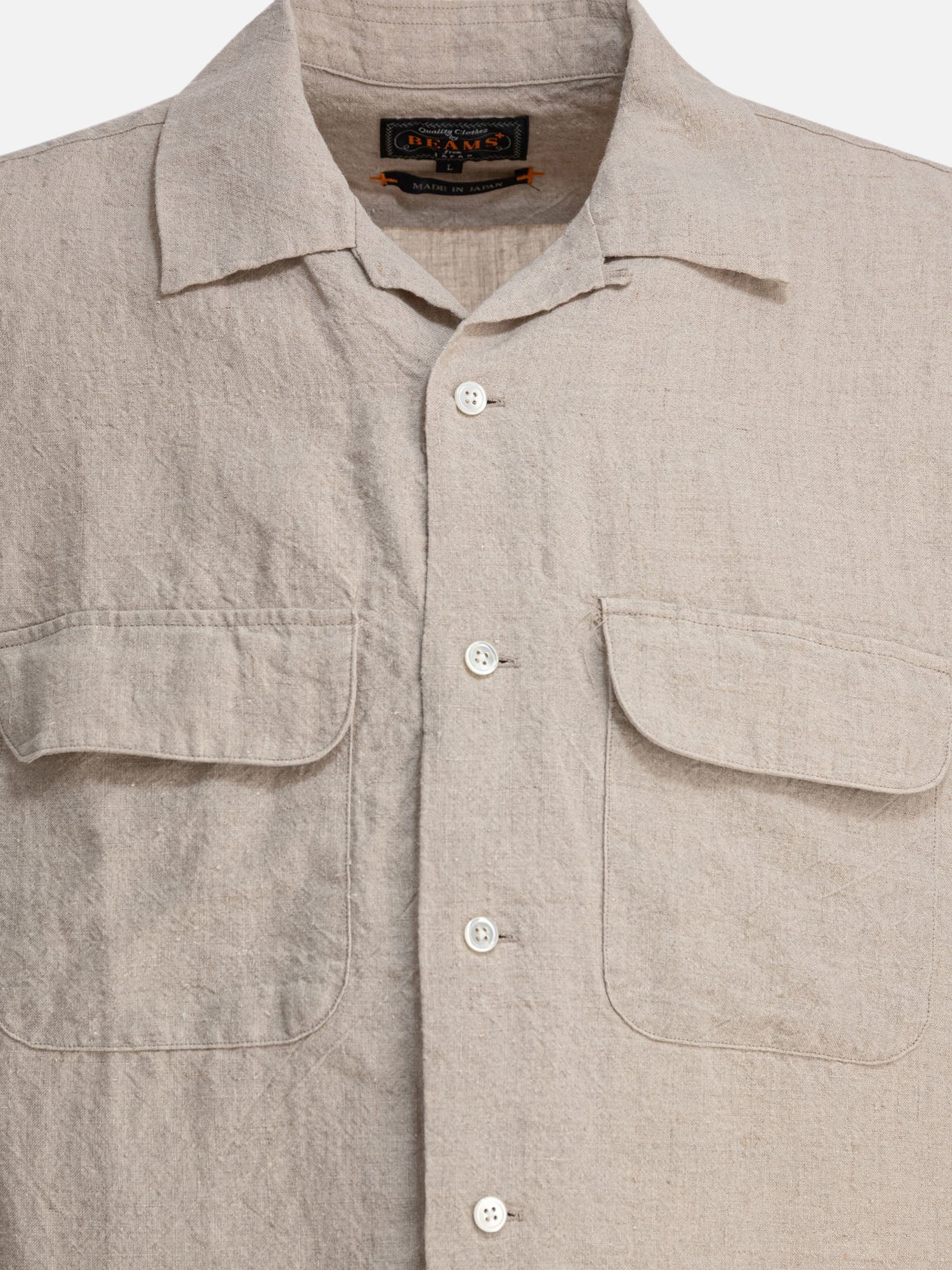 Beams Plus Camicia con colletto camp 18146680_S Beige thumbnail_3