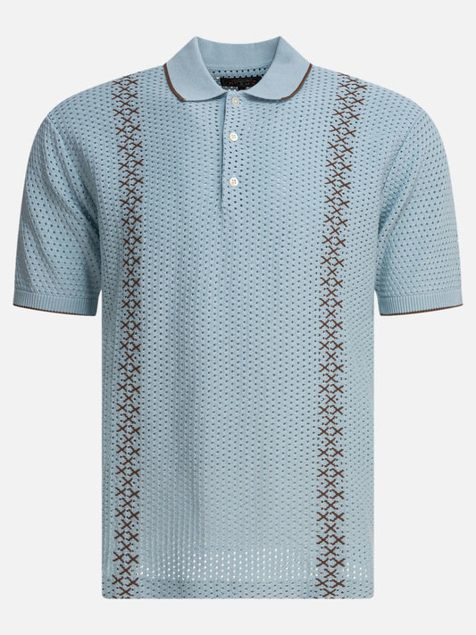 Polo con bottoni Textured knit  Azzurro - Beams Plus Uomo | PLP | VIETTI Online Store 

