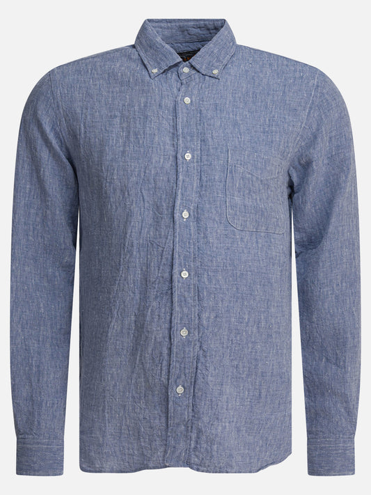Beams Plus Camicia "Linen Solid" 14448201_S Blue 1