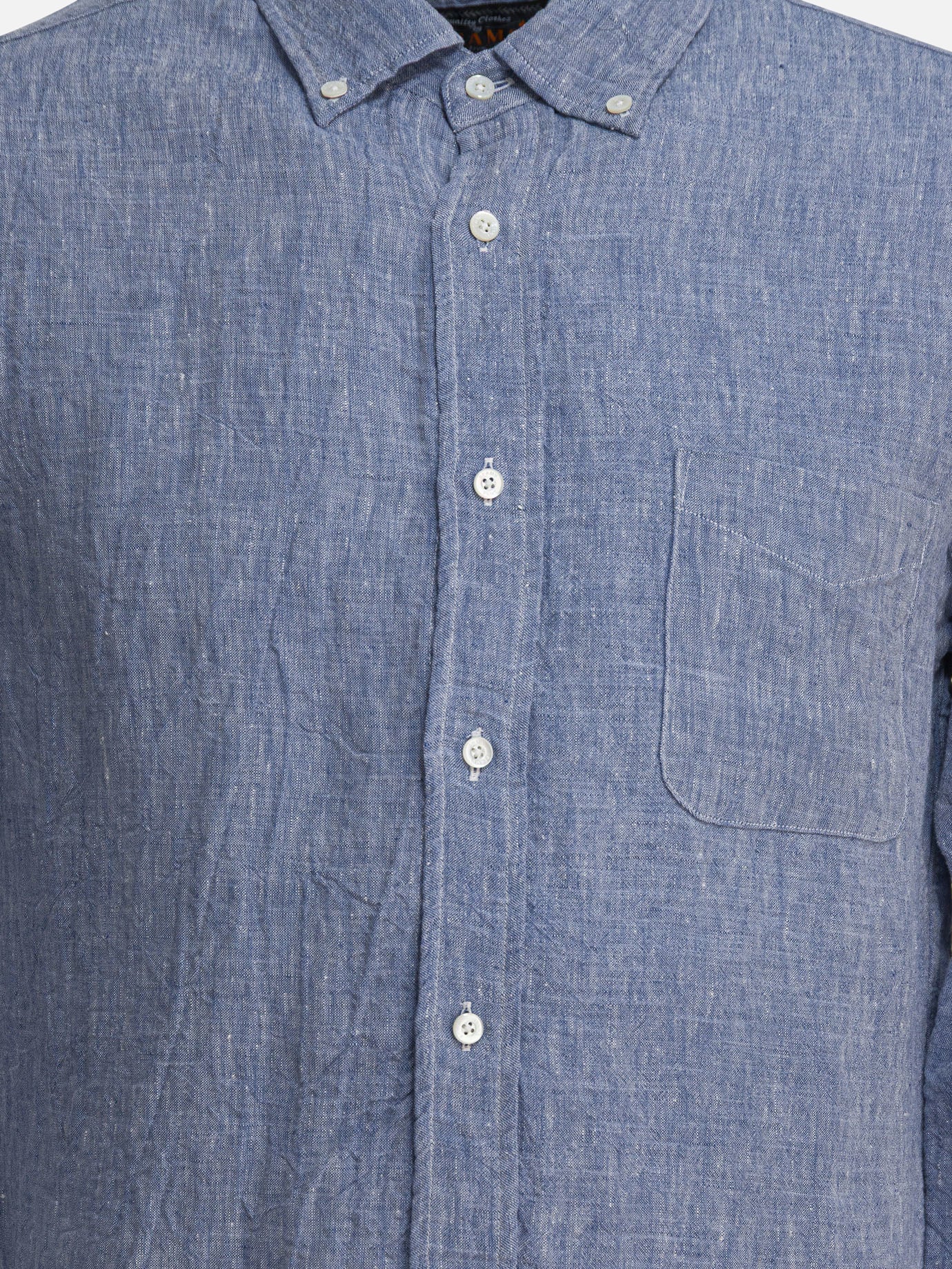 Beams Plus Camicia &quot;Linen Solid&quot; 14448201_S Blue thumbnail_3