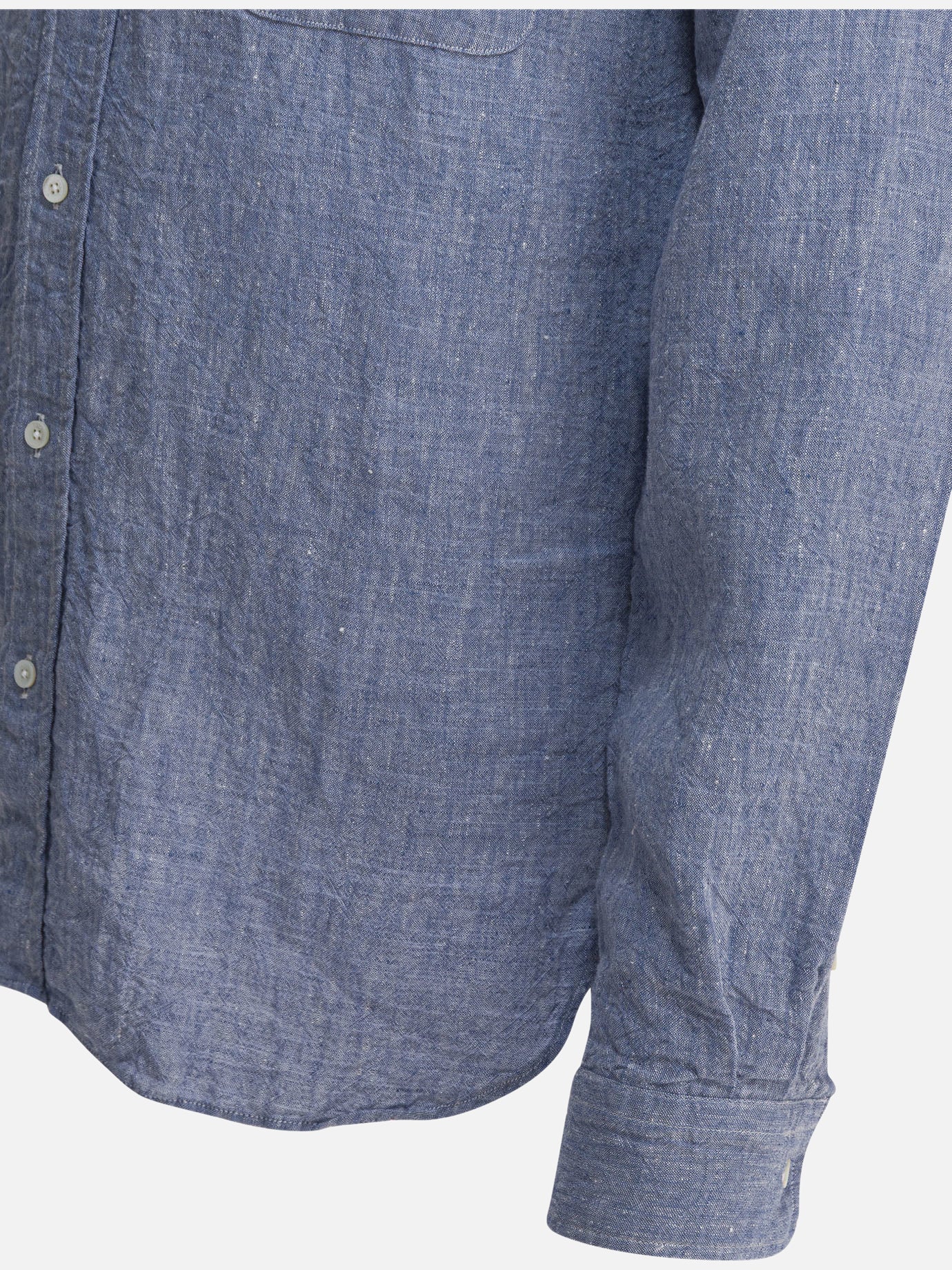 Beams Plus Camicia &quot;Linen Solid&quot; 14448201_S Blue thumbnail_4