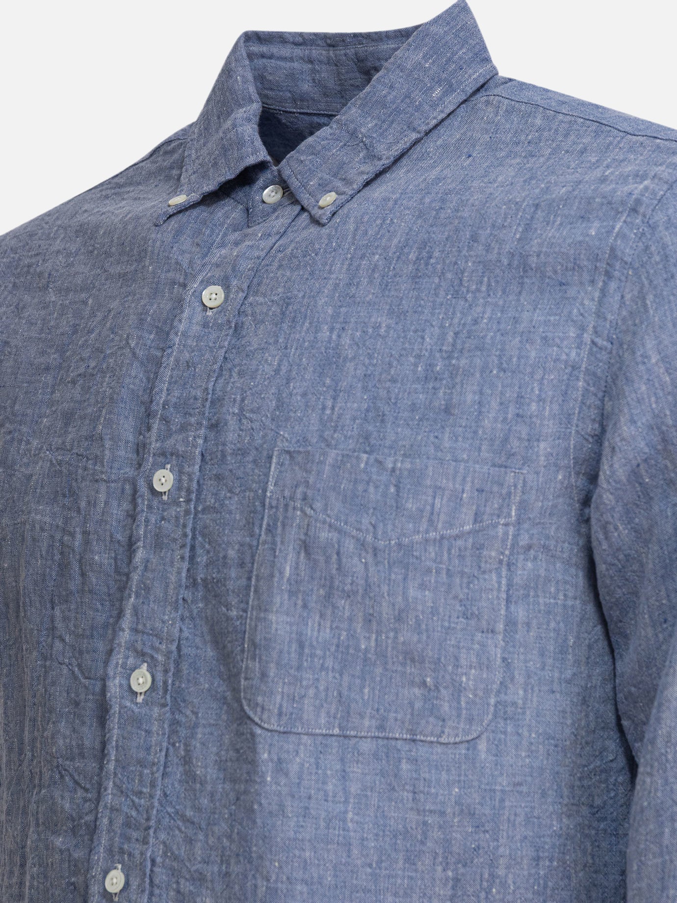 Beams Plus Camicia &quot;Linen Solid&quot; 14448201_S Blue thumbnail_8