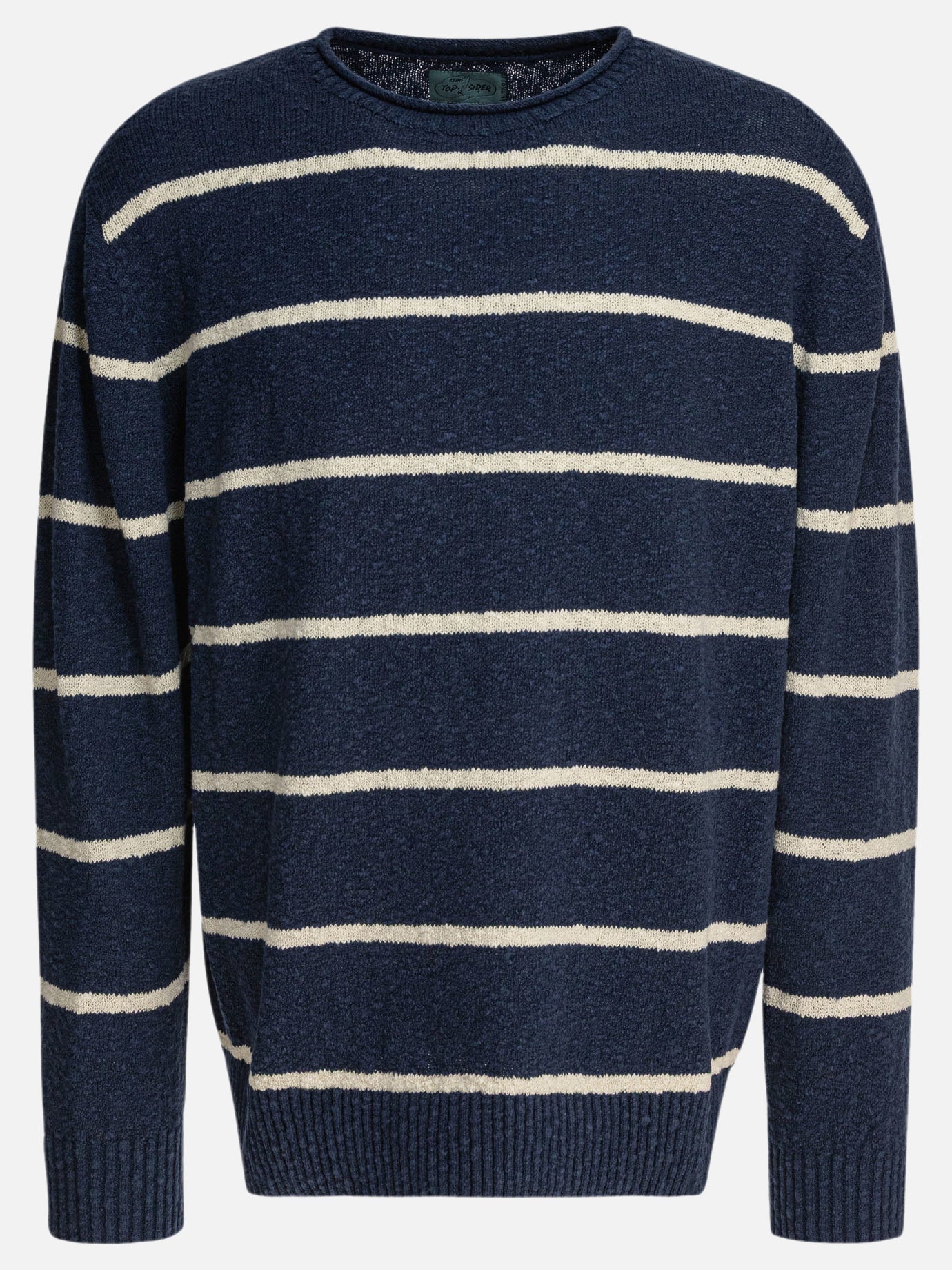 Beams Plus Striped crewneck sweater 18311646_S Blue thumbnail_1
