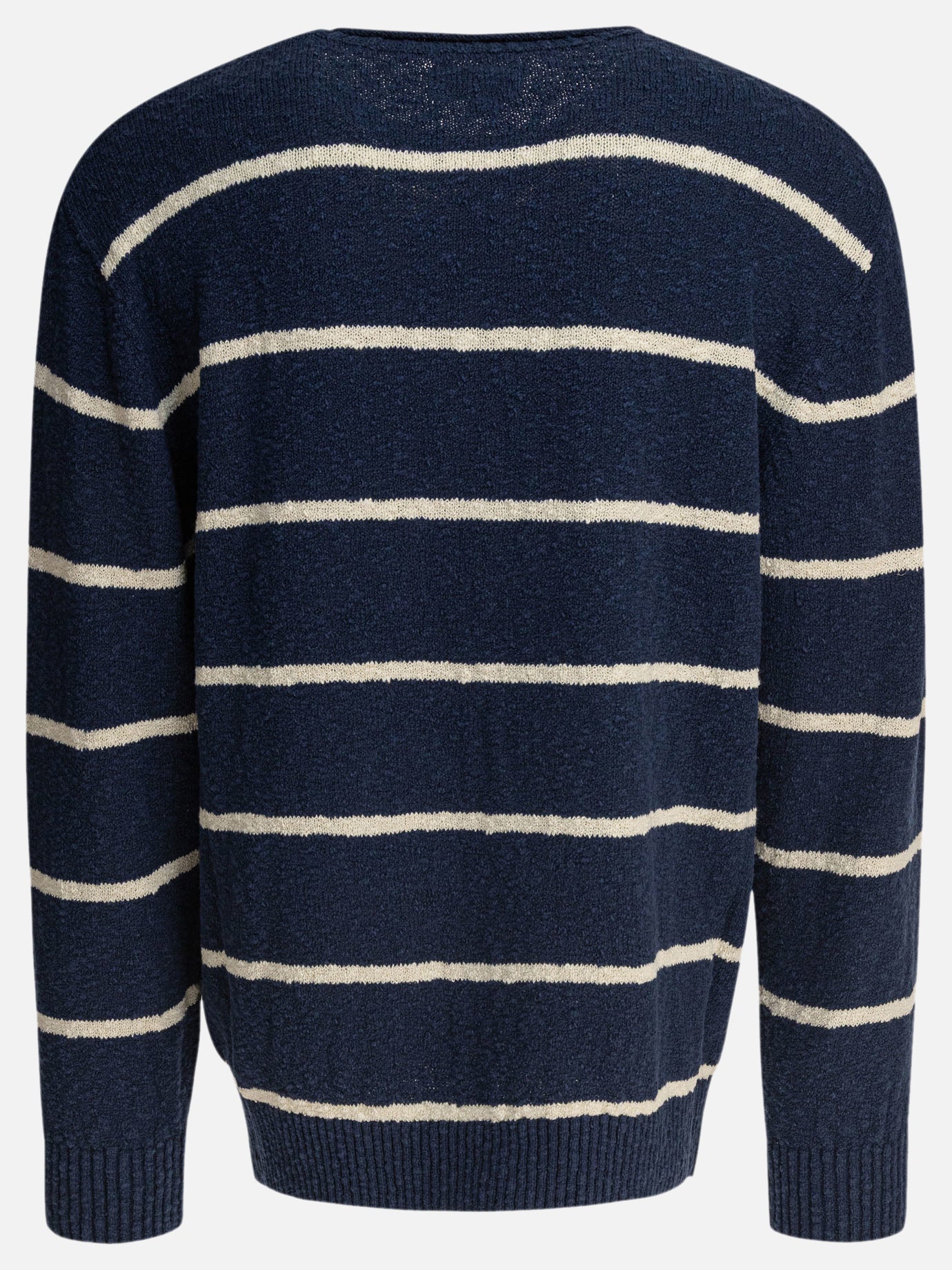 Beams Plus Striped crewneck sweater Blue