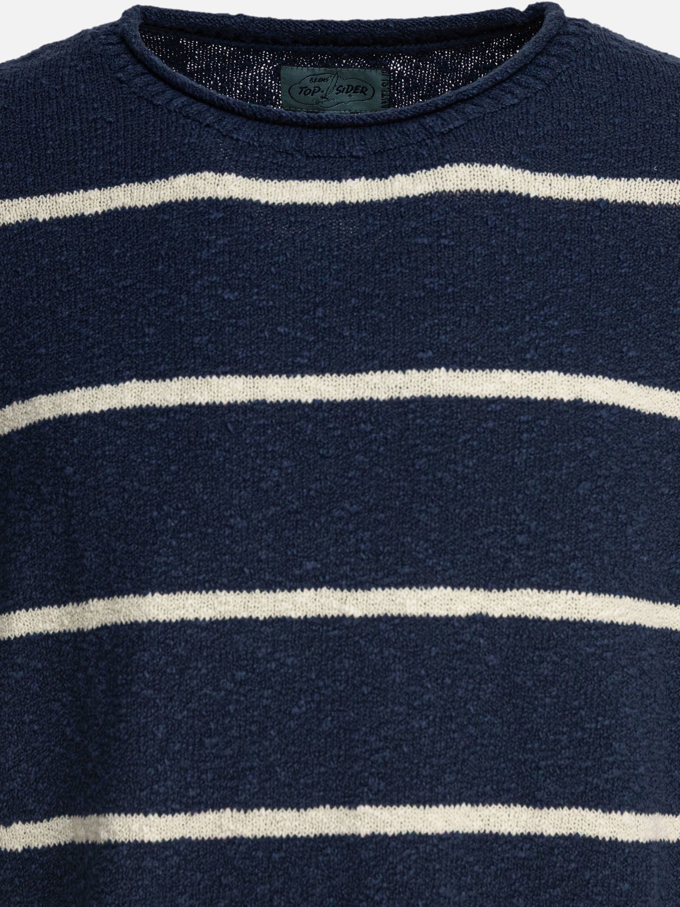 Beams Plus Striped crewneck sweater 18311646_S Blue thumbnail_3