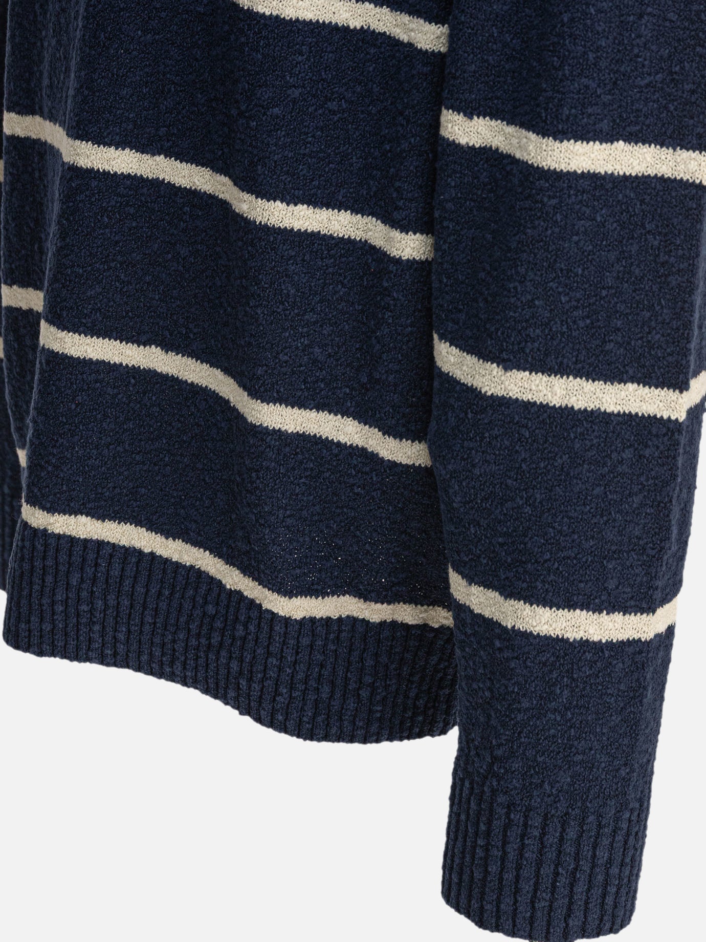 Beams Plus Striped crewneck sweater 18311646_S Blue thumbnail_4