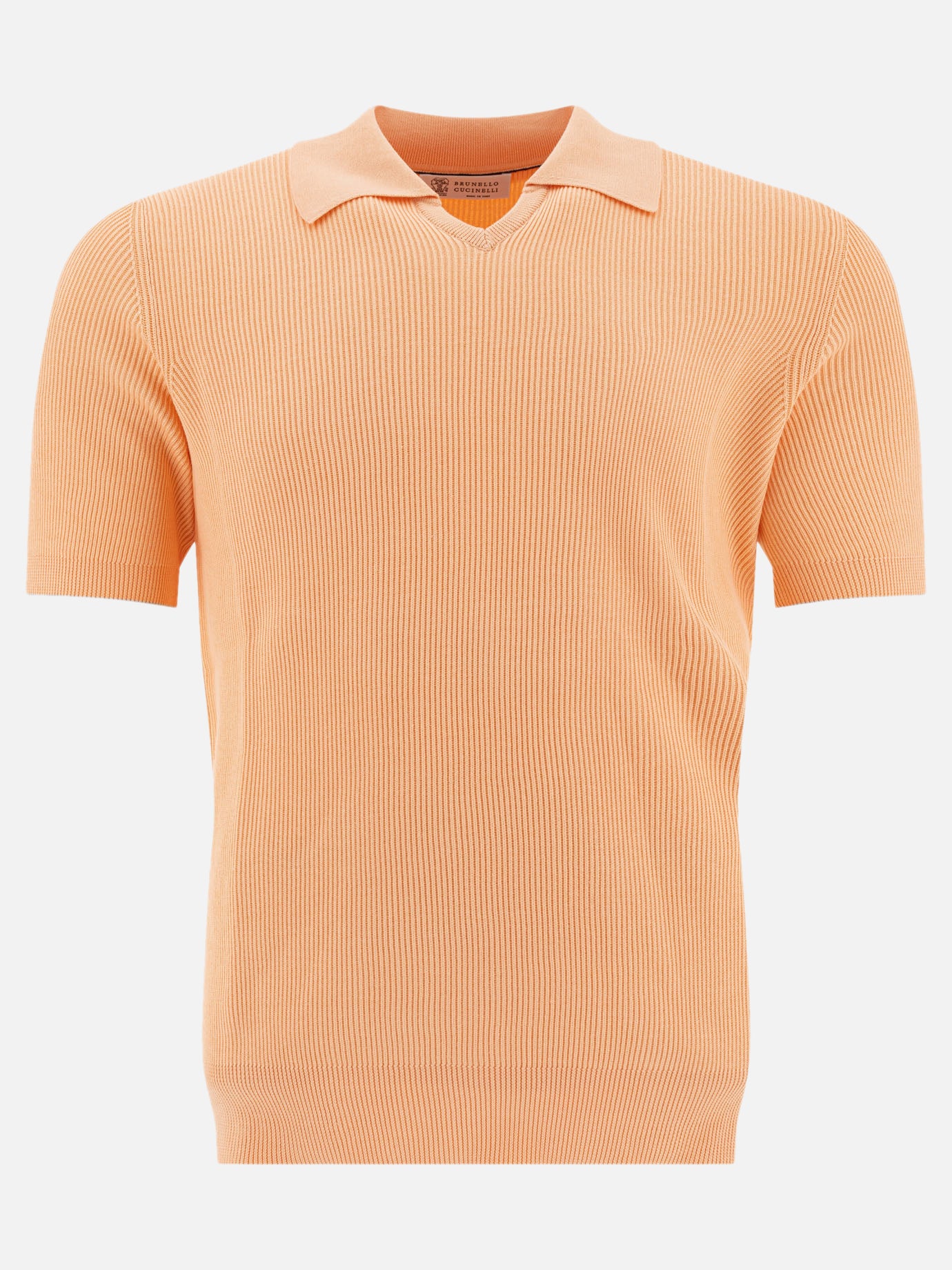 Polo shirts without buttons Solid colour  Orange - Brunello Cucinelli Men | PDP | VIETTI Online Store | thumbnail