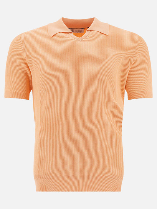 Polo senza bottoni Solid colour  Arancione - Brunello Cucinelli Uomo | VIETTI Online Store 
