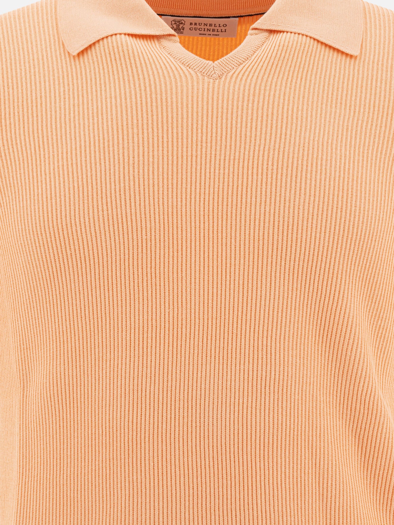 Polo shirts without buttons Solid colour  Orange - Brunello Cucinelli Men | PDP | VIETTI Online Store | thumbnail_3