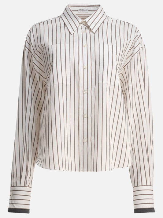 Camicie casual Striped  Bianco - Brunello Cucinelli Donna | VIETTI Online Store 
