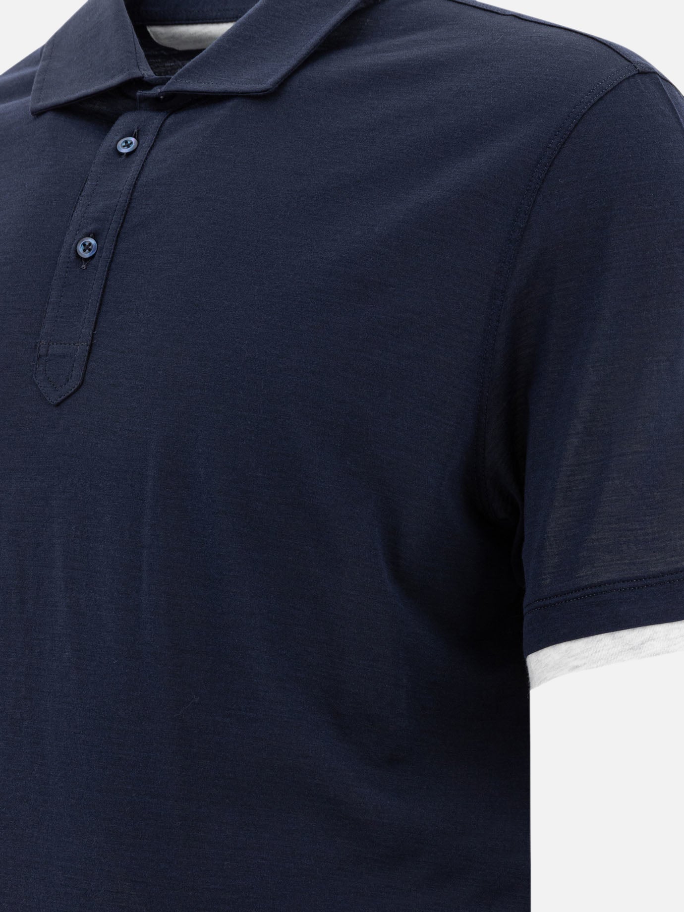 Polo con bottoni Solid colour  Blu - Brunello Cucinelli Uomo | PDP | VIETTI Online Store | Zoom-Modal_4
