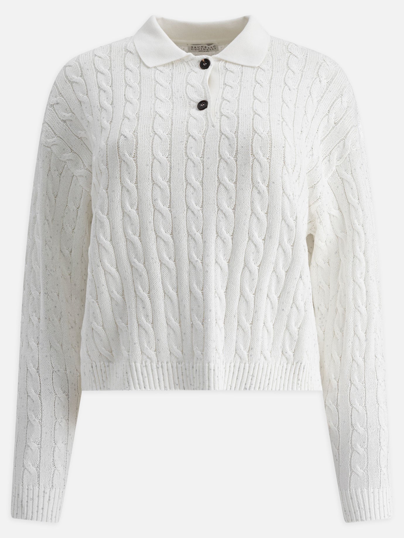 Polo con bottoni Solid colour  Bianco - Brunello Cucinelli Donna | PDP | VIETTI Online Store | thumbnail
