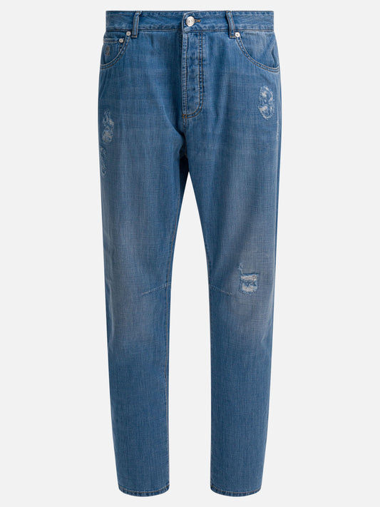Jeans a gamba dritta Denim  Azzurro - Brunello Cucinelli Uomo | PLP | VIETTI Online Store 
