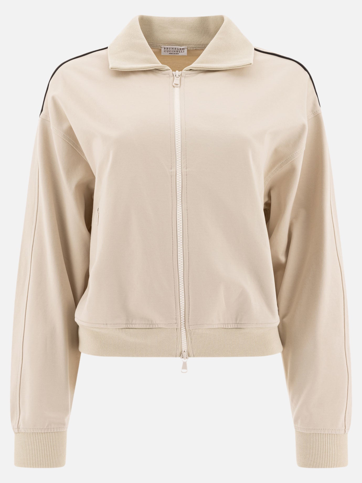 Felpe con zip Solid colour  Bianco - Brunello Cucinelli Donna | PDP | VIETTI Online Store | thumbnail