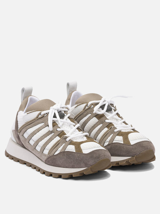 Sneaker basse 70% suede 30% mesh - 100% rubber  Marrone - Brunello Cucinelli Donna | VIETTI Online Store | 2
