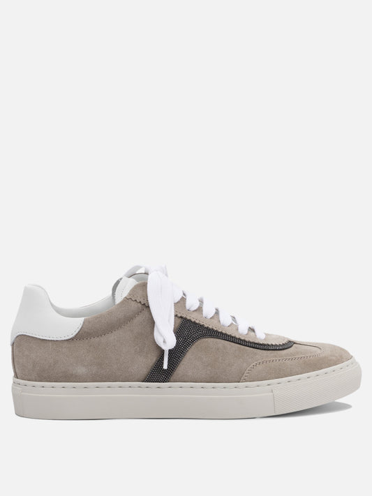 Low top sneakers 100% calf leather - 100% rubber  Grey - Brunello Cucinelli Women | PDP | VIETTI Online Store 
