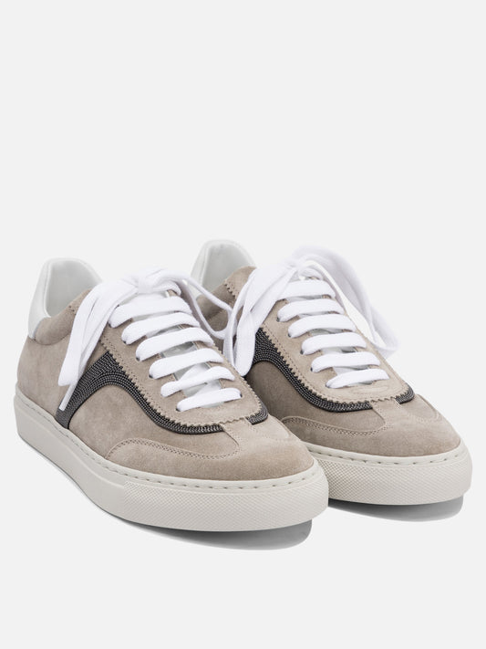 Low top sneakers 100% calf leather - 100% rubber  Grey - Brunello Cucinelli Women | PDP | VIETTI Online Store | 2
