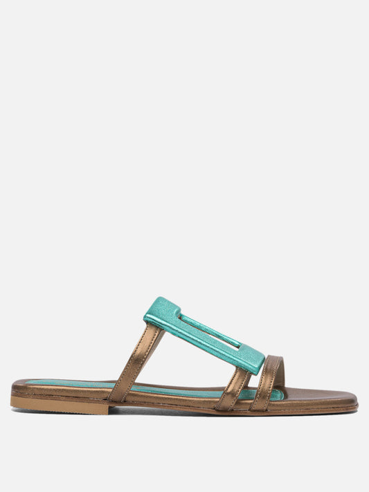 Flat sandals 100% leather - 90% leather 10% rubber  Light blue - Elina Linardaki Women | PDP | VIETTI Online Store 
