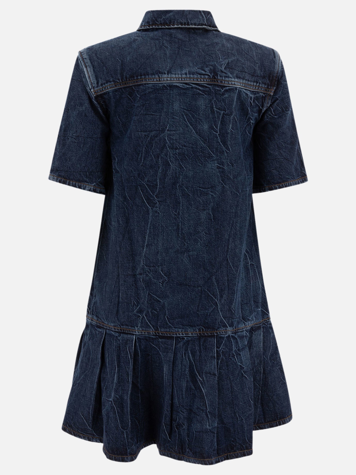 Mini abito in denim stropicciato