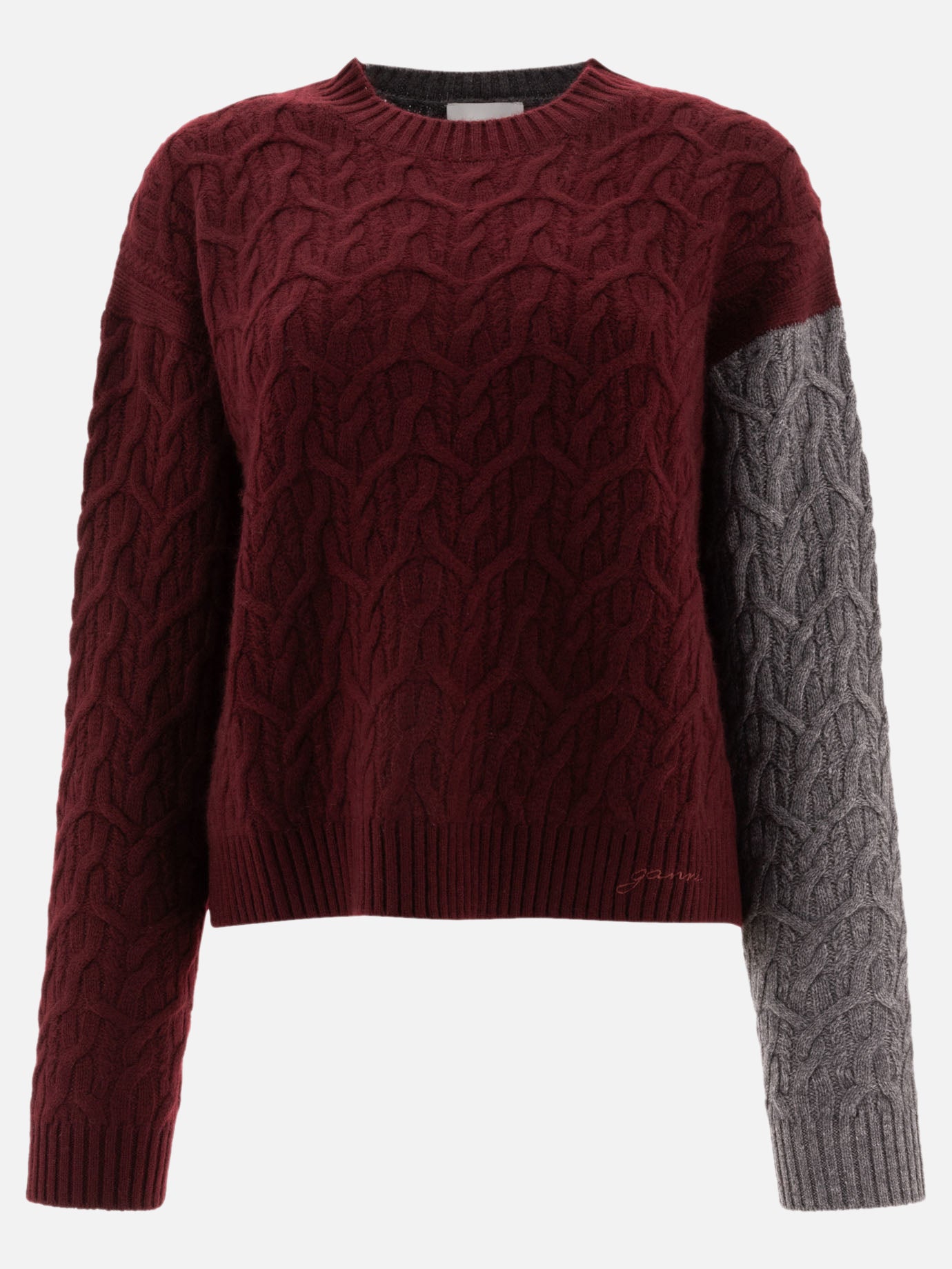Ganni Maglione girocollo bi-color 15190232_S/M Bordeaux thumbnail_1