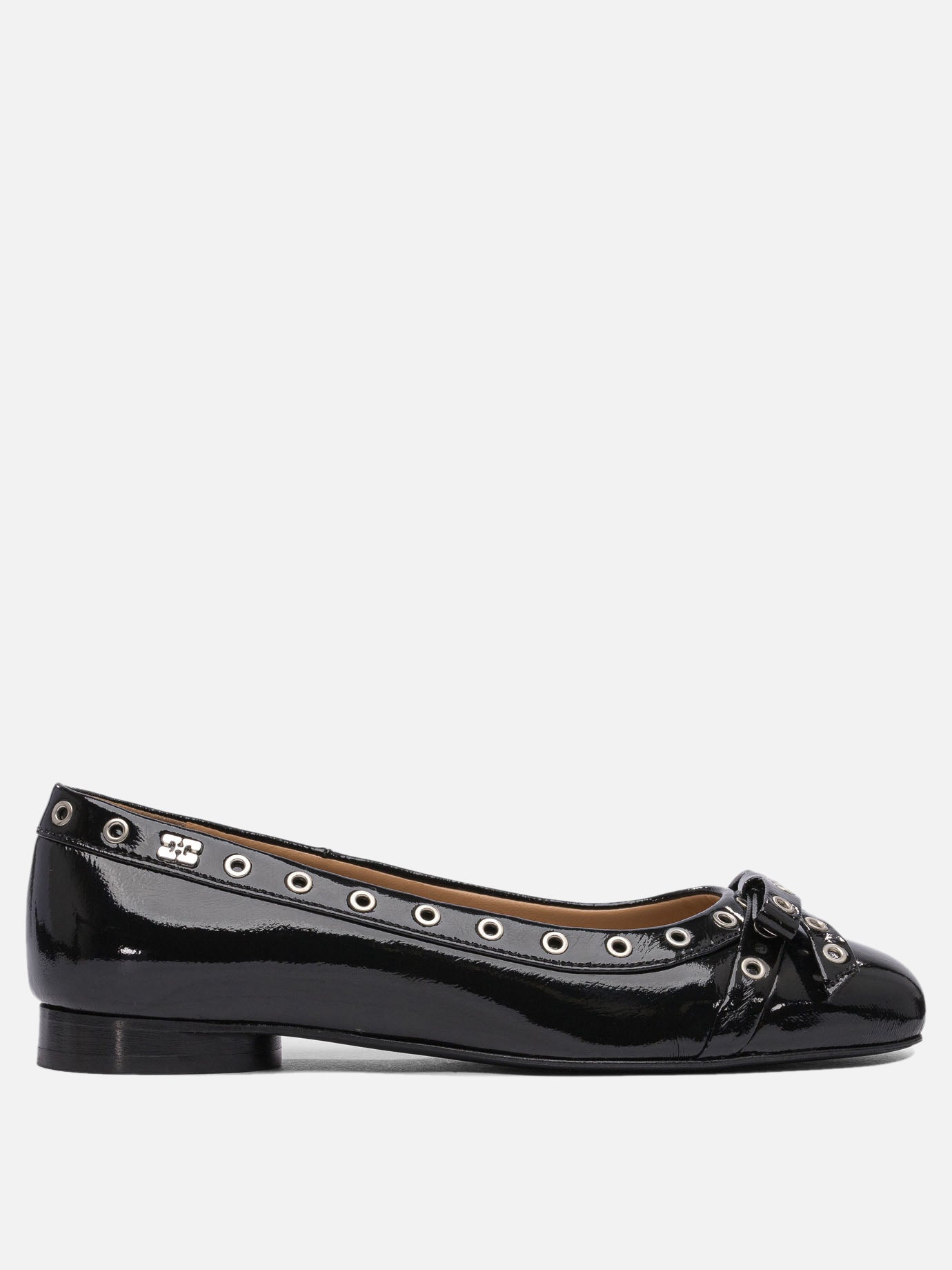 Ganni Eyelet bow ballet flats 16542249_37 Black thumbnail_1