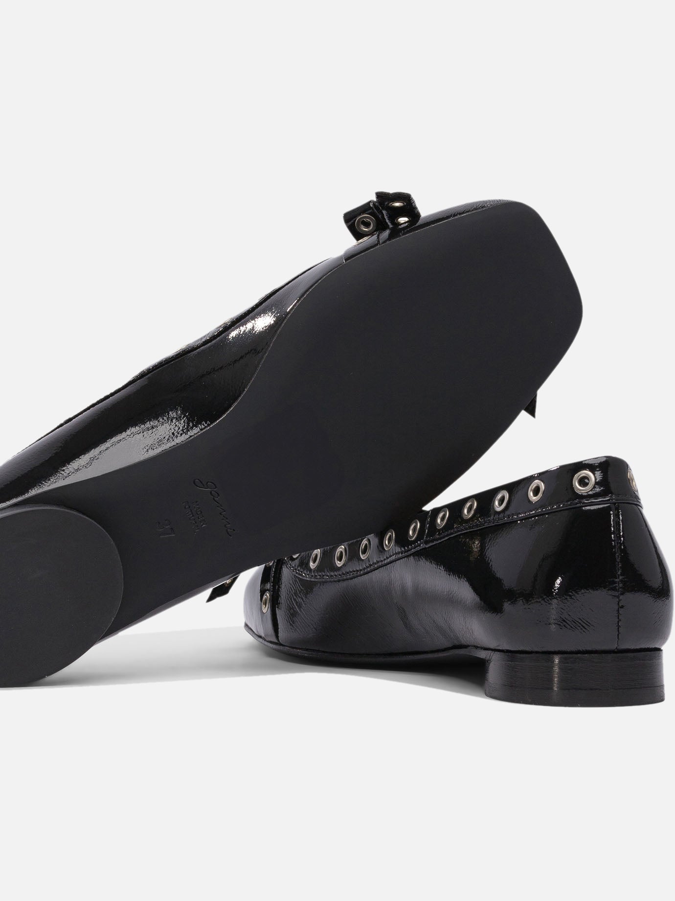 Ganni Eyelet bow ballet flats 16542249_37 Black thumbnail_5