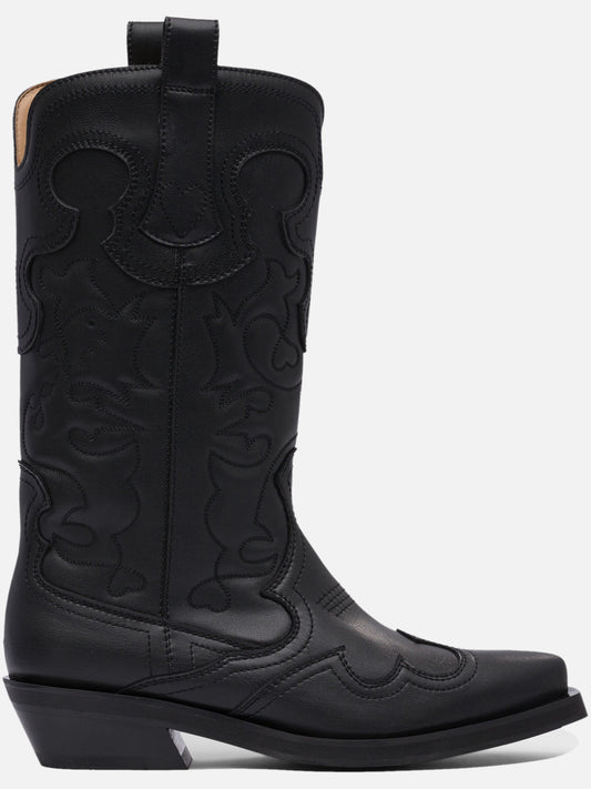 Ganni Embroidered western boots 11792879_36 Black 1