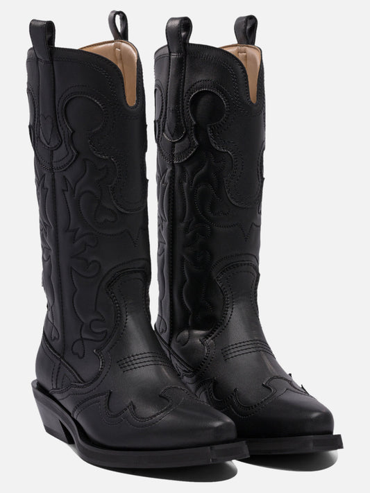 Ganni Embroidered western boots 11792879_36 Black 2
