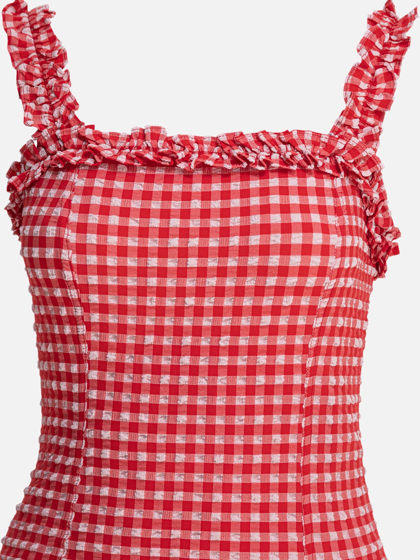 Ganni Abito mini con volant 11712496_34 Red thumbnail_3