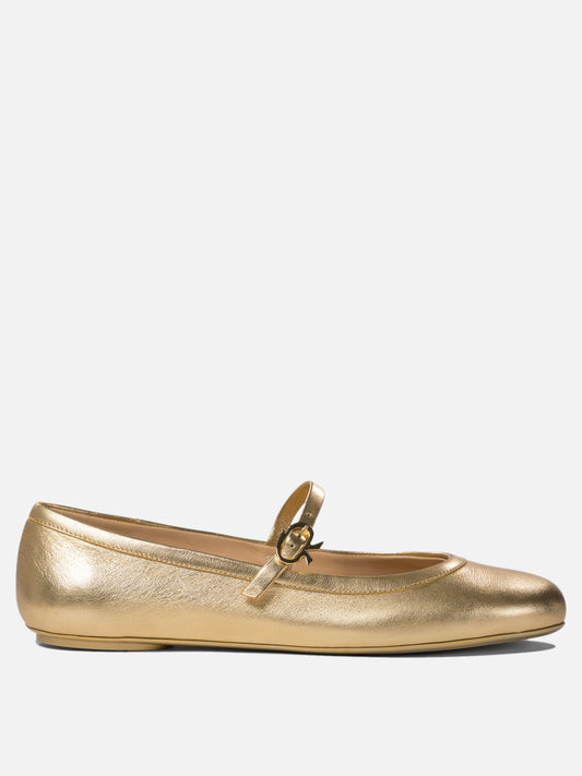 Mary Jane ballet flats 100% calf leather - 100% rubber  Gold - Gianvito Rossi Women | PDP | VIETTI Online Store 
