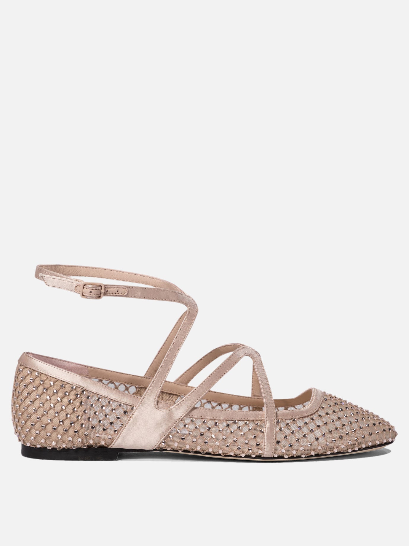 Classic ballet flats 80% polyamide 20% leather - 95% leather 5% rubber  Pink - Jimmy Choo Women | PDP | VIETTI Online Store | thumbnail