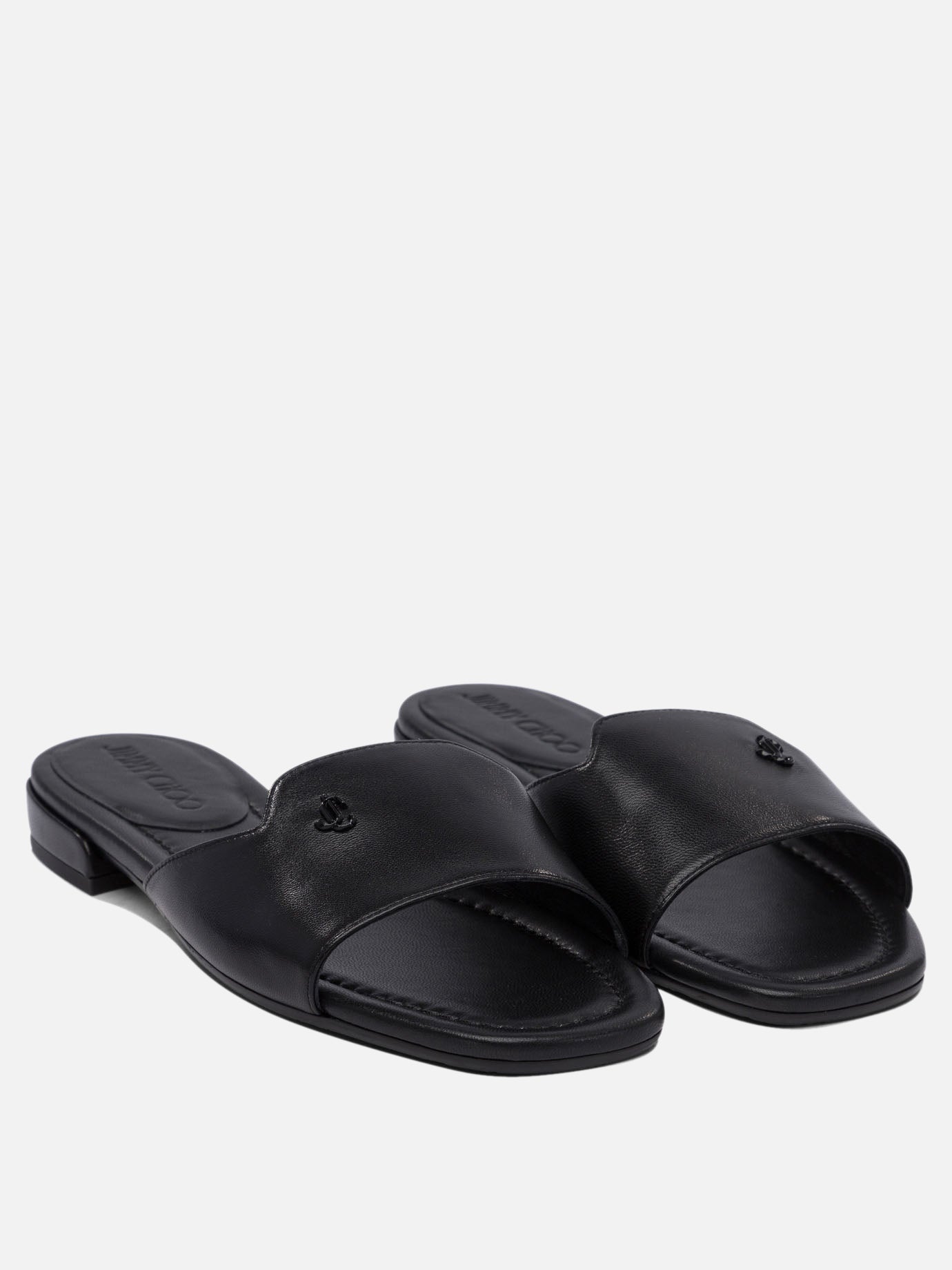 Flat sandals 100% leather - 50% leather 50% rubber  Black - Jimmy Choo Women | PDP | VIETTI Online Store | thumbnail_2