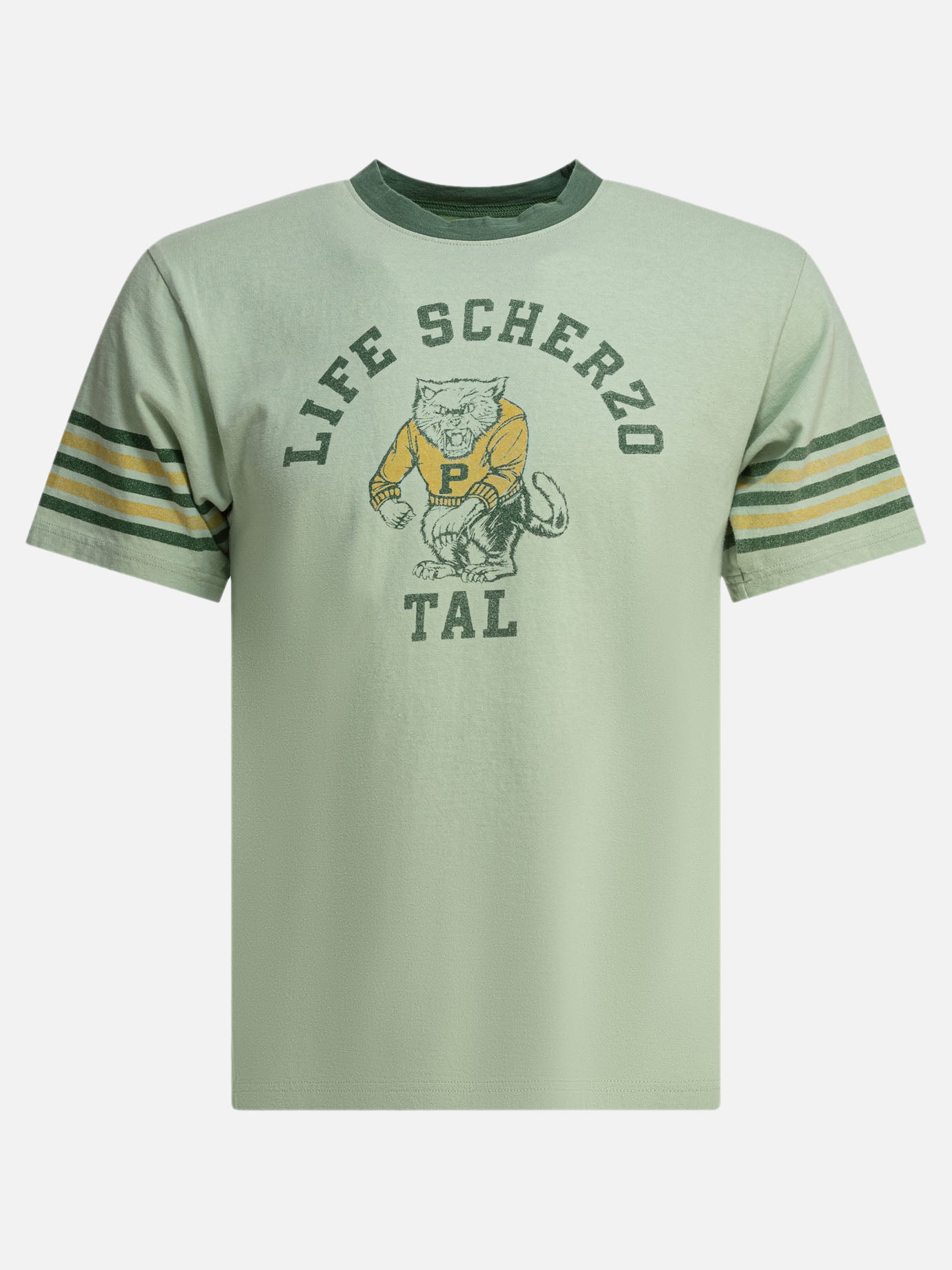 KAPITAL T-shirt &quot;College CAT PITAL&quot; 17712409_2 Green thumbnail_1