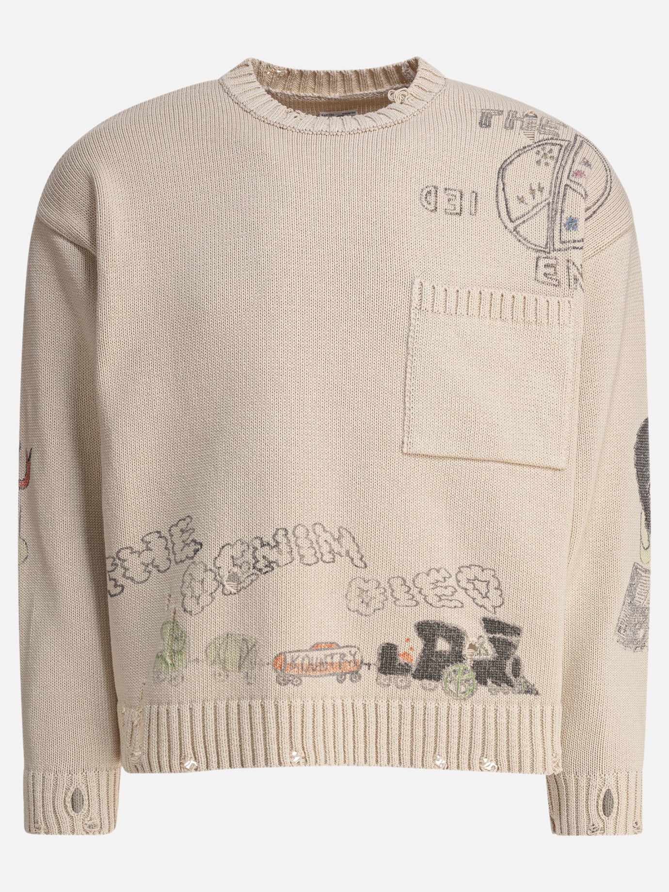 KAPITAL "5G" crewneck sweater Beige