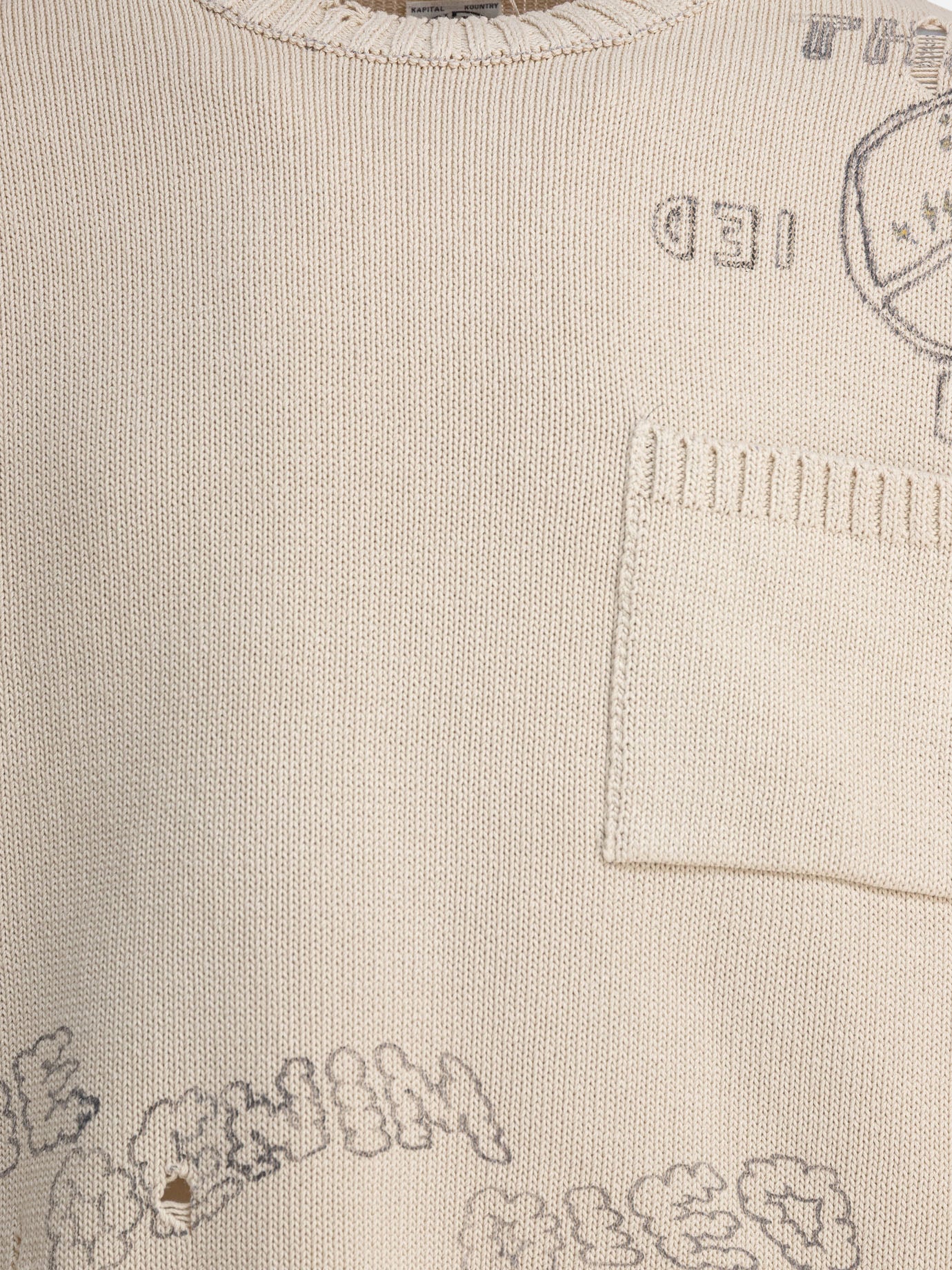 KAPITAL &quot;5G&quot; crewneck sweater 23827853_3 Beige thumbnail_3