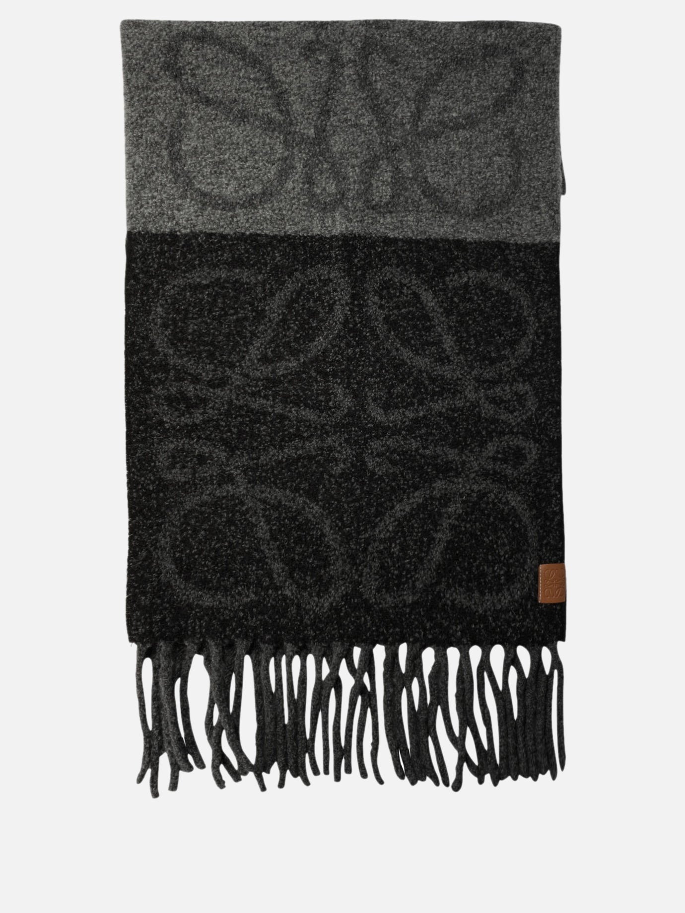Fringed scarves 57% alpaca 23% wool 15% polyamide 5% leather  Grey - Loewe Women | PDP | VIETTI Online Store | thumbnail