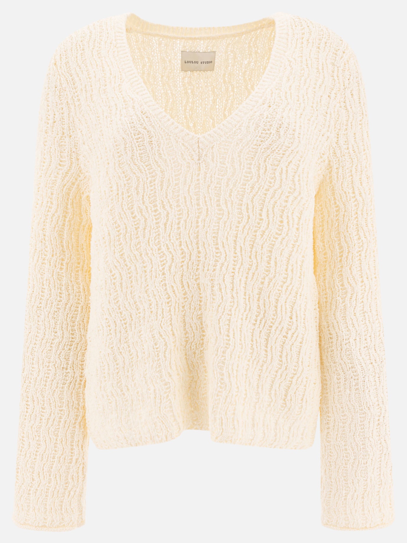 Maglioni scollo a V Textured knit  Bianco - Loulou Studio Donna | PDP | VIETTI Online Store | thumbnail