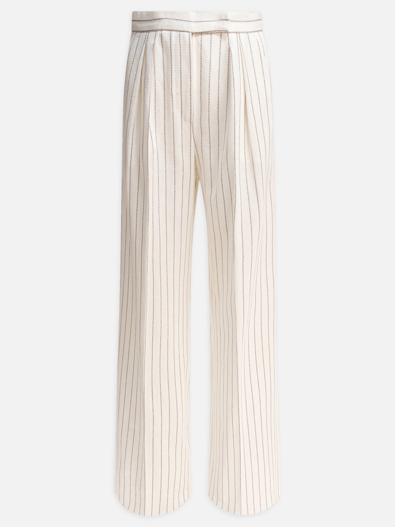 Leisure trousers Pinstriped  White - Max Mara Women | PDP | VIETTI Online Store | thumbnail