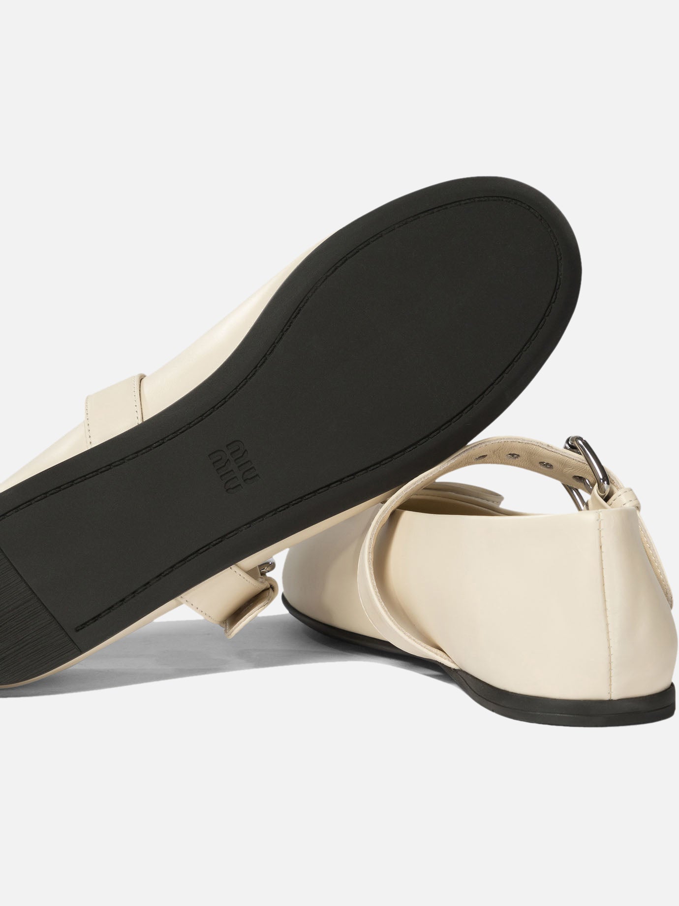 Miu Miu Leather ballet flats White