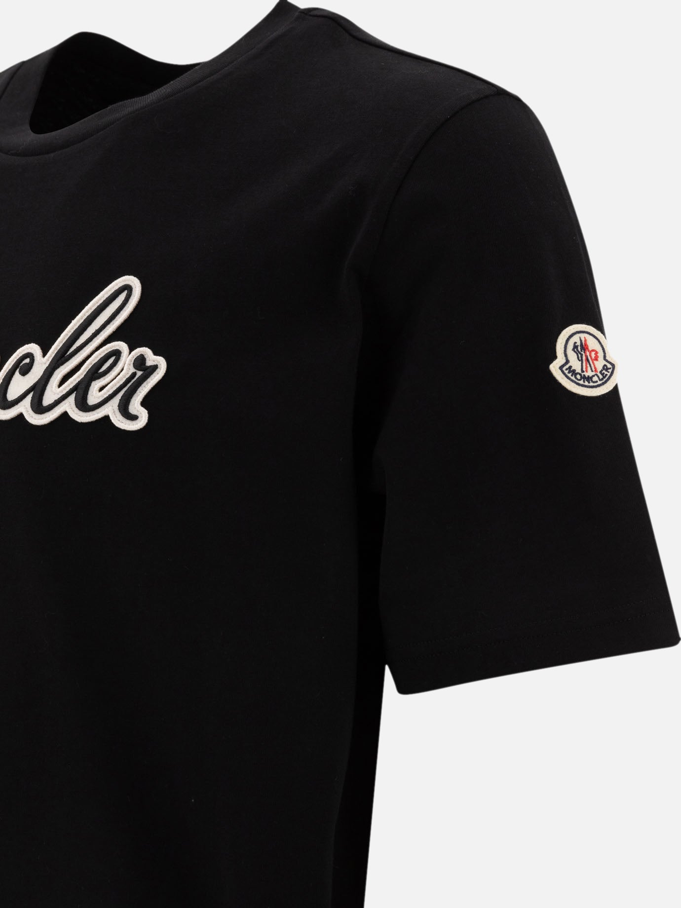 Moncler T-shirt with embroidered varsity logo 10272005_S Black thumbnail_4