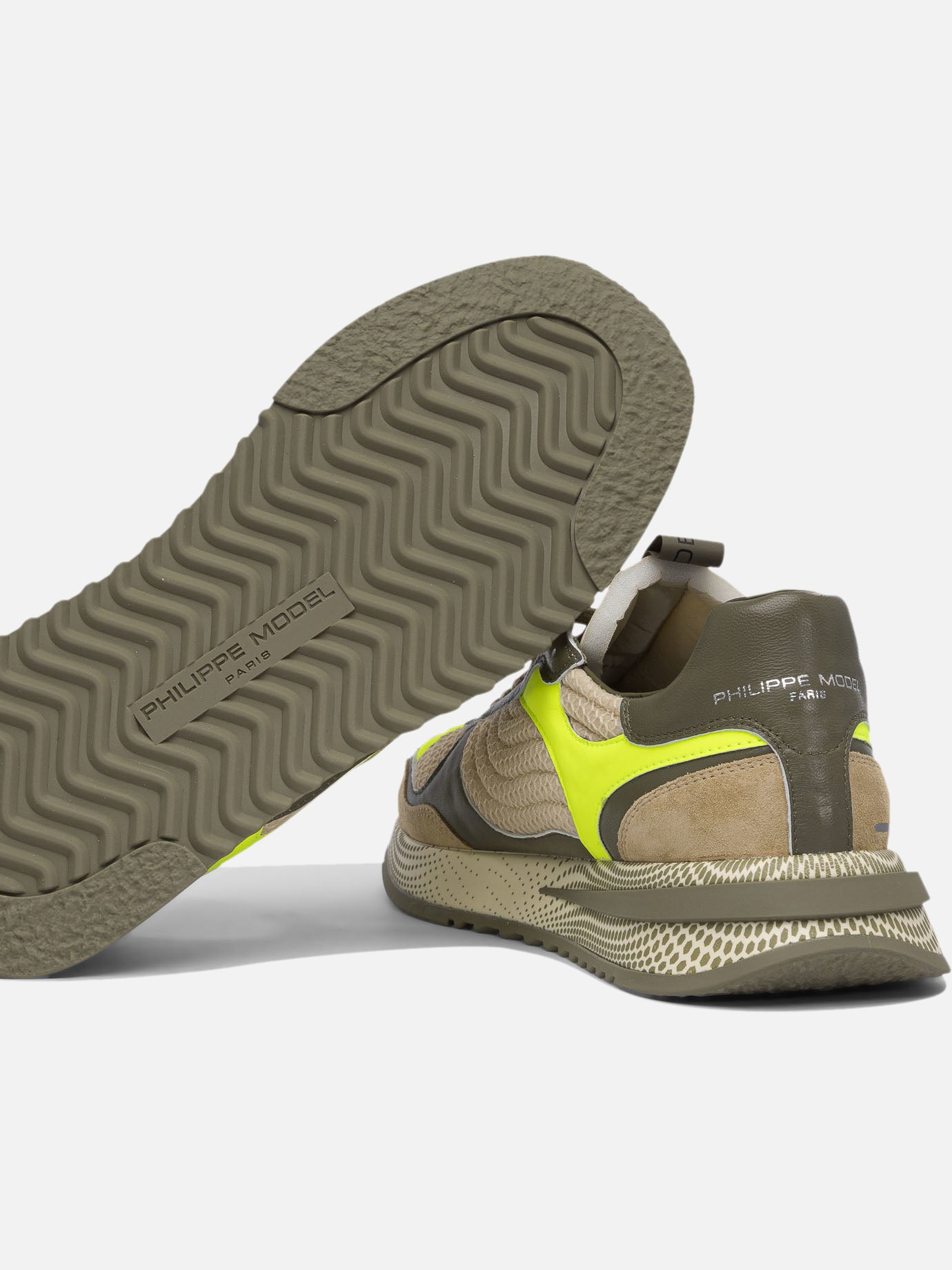 Low top sneakers 50% fabric 25% calf leather 25% sheep leather - 100% poliurethane thermoplastic  Green - Philippe Model Paris Men | PDP | VIETTI Online Store | thumbnail_5