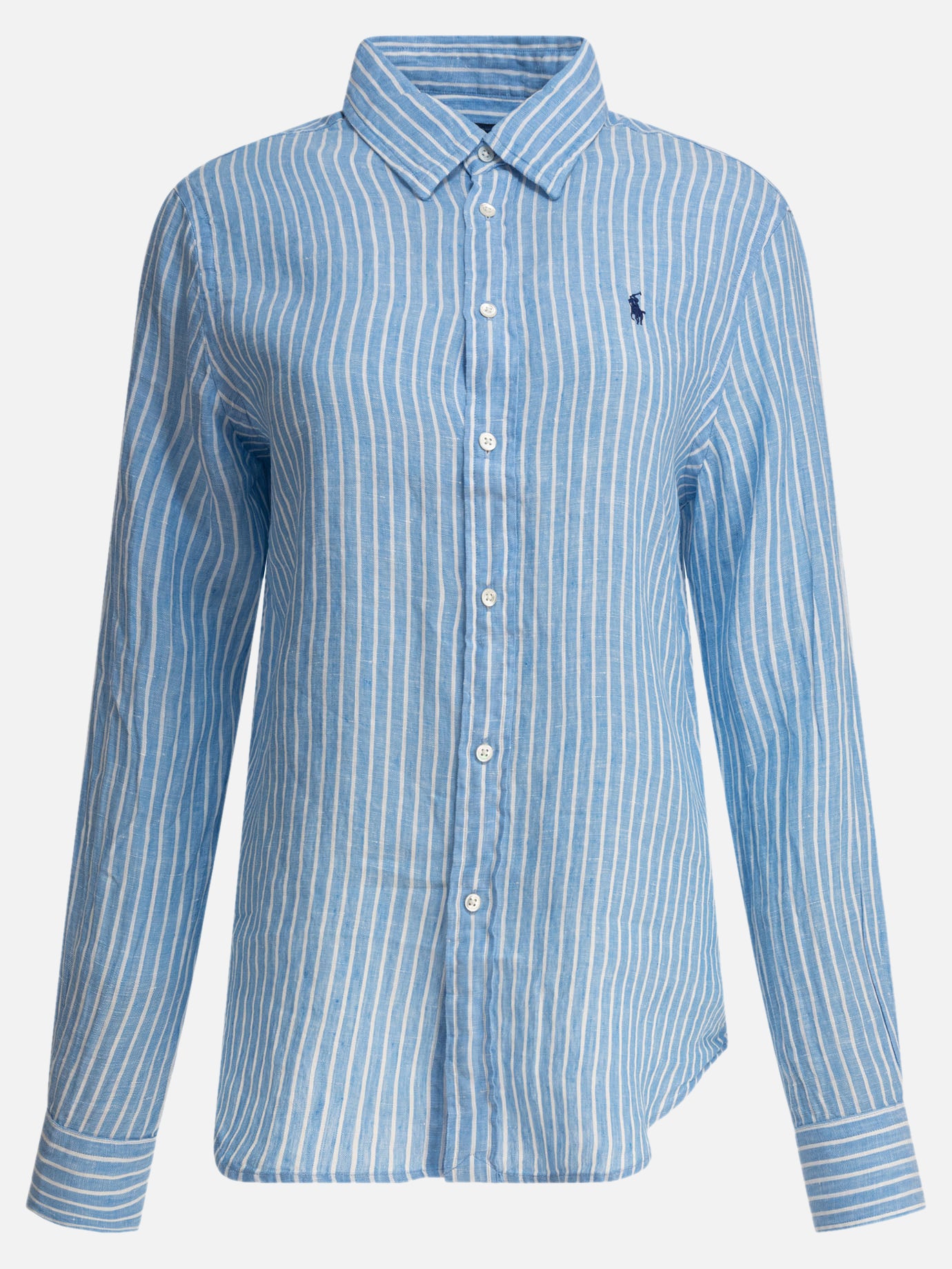 Polo Ralph Lauren Classic-fit striped linen shirt 13940933_XS Light blue thumbnail_1